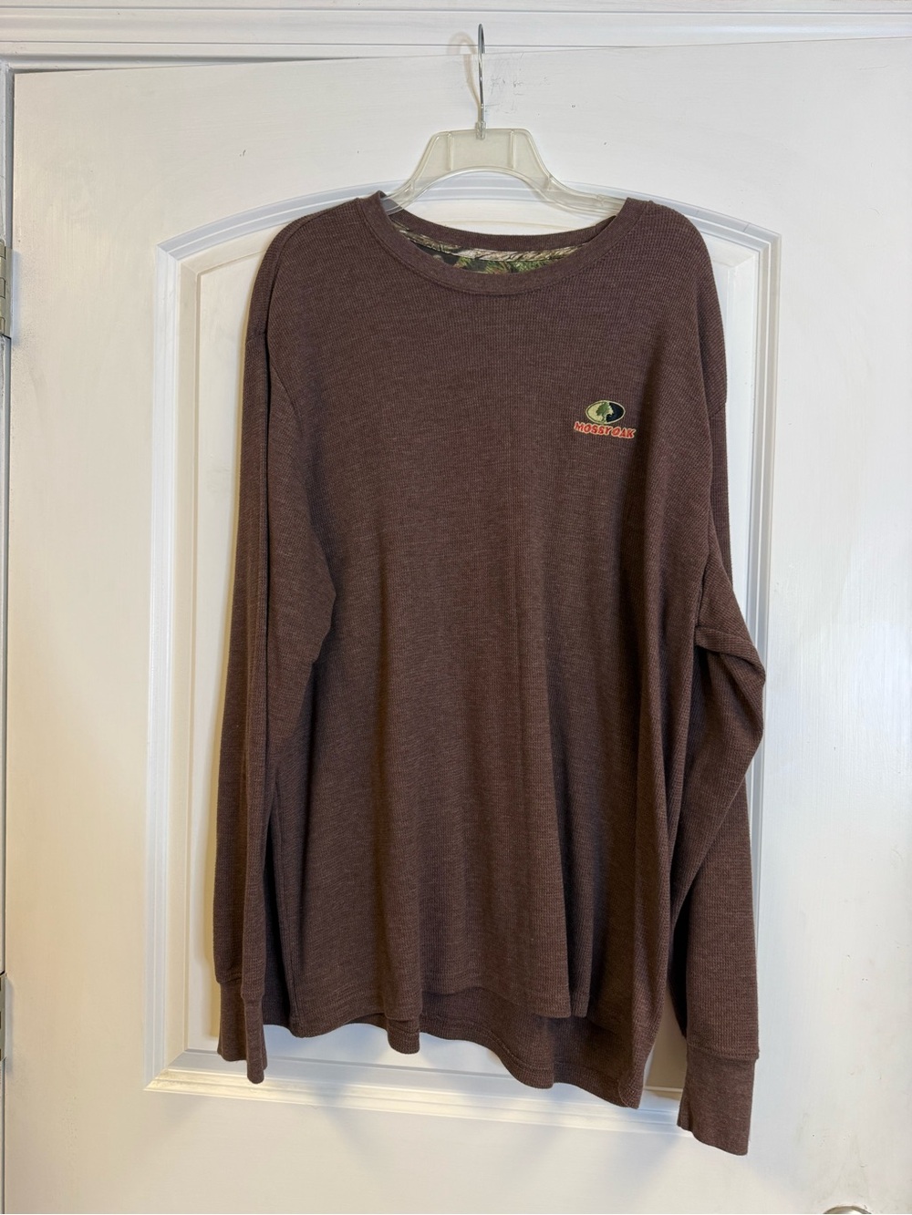Mossy Oak Men’s 2XL Brown Thermal Waffle Knit Long Sleeve Hunting Shirt